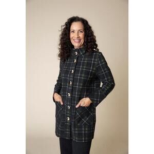 Speckle Knit Plaid Car Coat